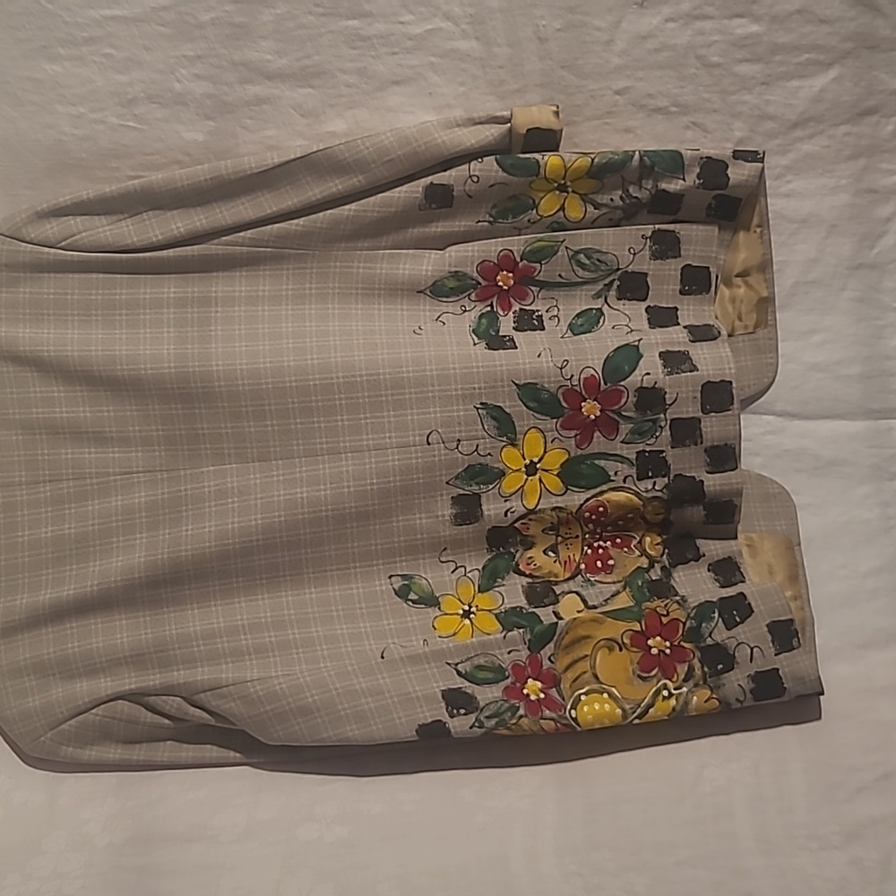 Gray Cat Patterned Blazer - image 5